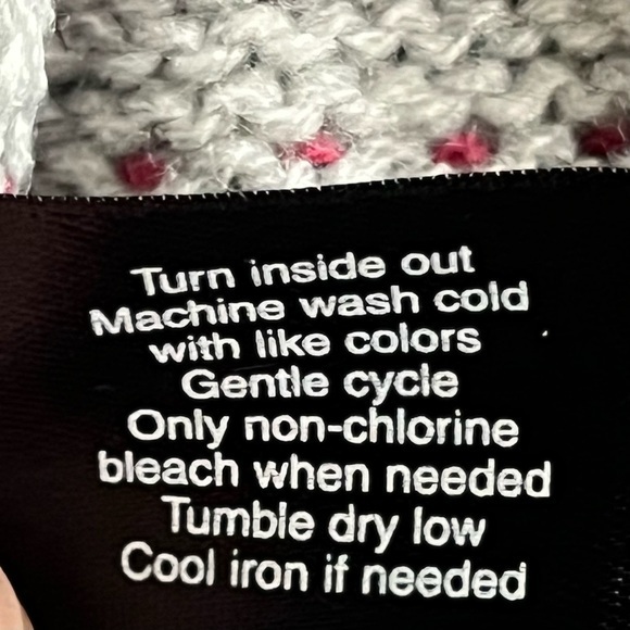 Lane Bryant Open Front Fair Isle Cardigan 14/16 Gray Red Metallic Thick Knit NWT - Picture 15 of 16